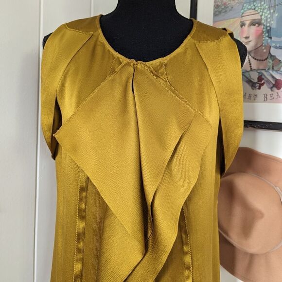 Diane Von Furstenberg Gold 💯% Silk Top 10 Fairy Whimsical Princess Boho - Picture 4 of 10